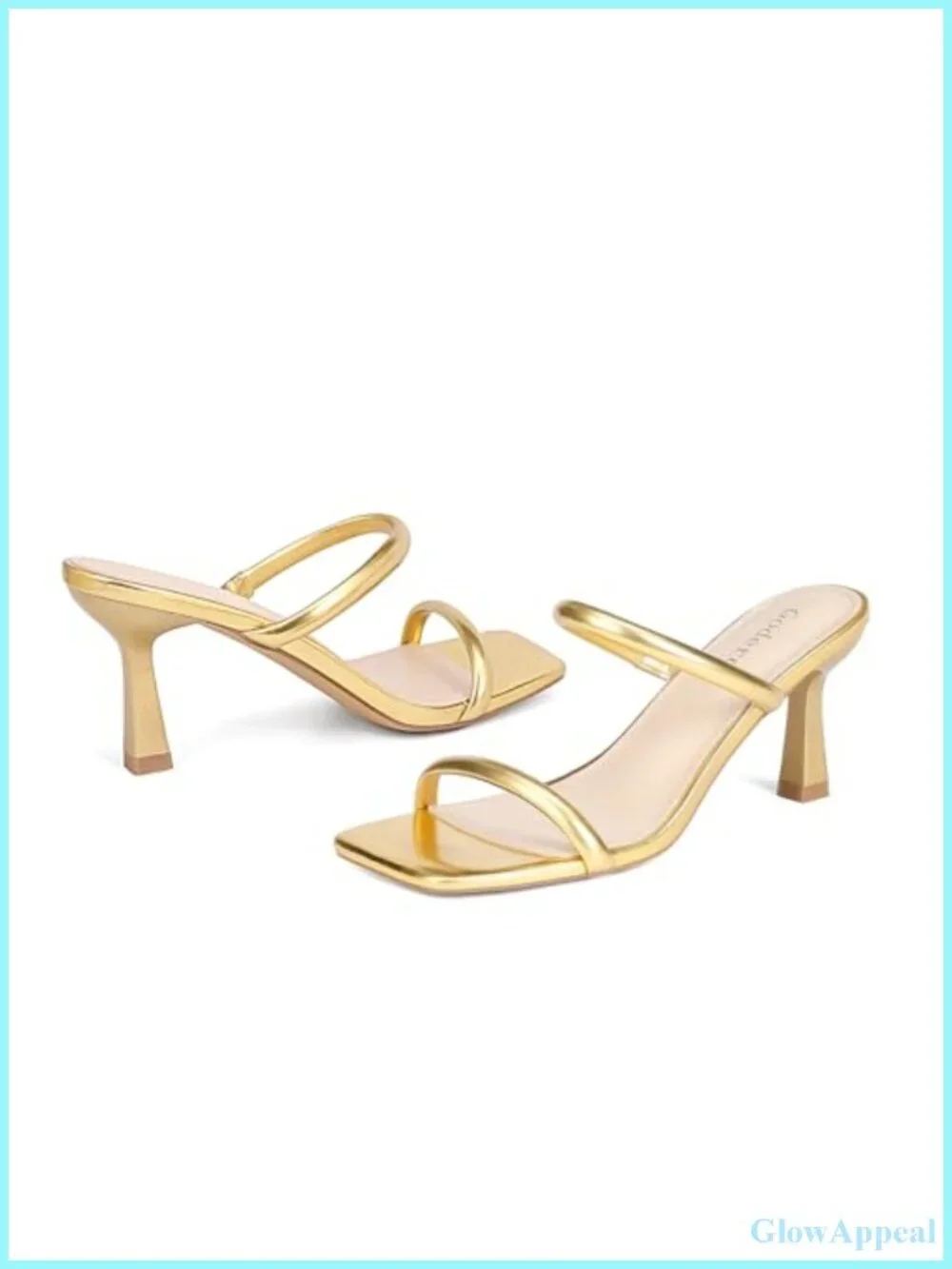 Women's Two Strap Kitten Heel Sandals Square Toe Slip-On Mule